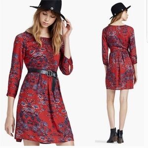 Lucky Brand Red Floral Long Sleeve Dress